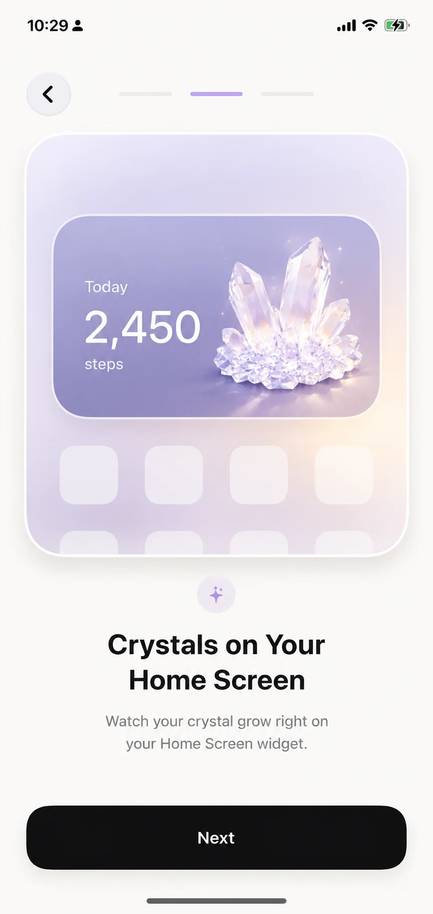 在 iPhone 主屏幕显示水晶和今日步数的 GemStep 小组件